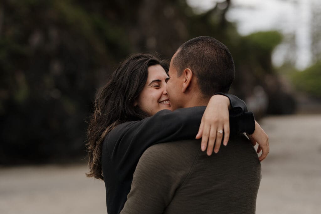 Hayley Zumkeller Victoria BC Proposal Photographer captures private proposal on beachside at San Josef Bay BC