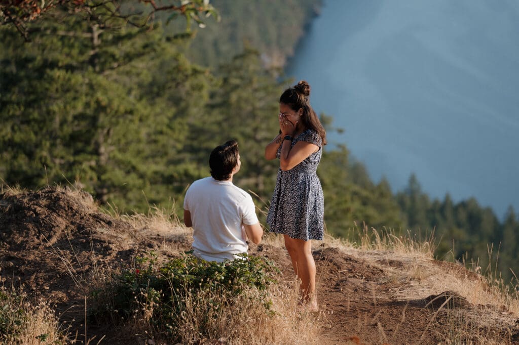 Hayley Zumkeller Victoria BC Proposal Photographer captures private proposal mountainside on Vancouver Island BC