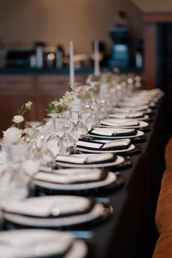 Victoria BC photography and videography team capture a beautiful tablescape arrangement done by the Wedding Planner team at a Victoria BC wedding.