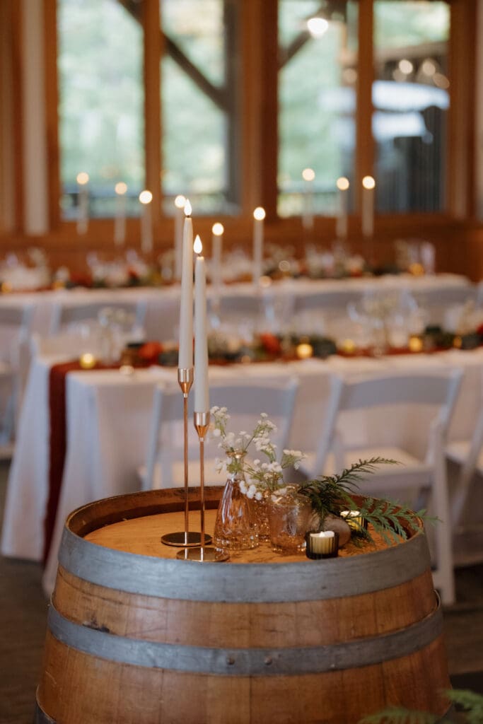 A wedding dinner set up at Church and State Winery on Vancouver Island is captured by Hayley Zumkeller photography and videography team from Victoria BC. 