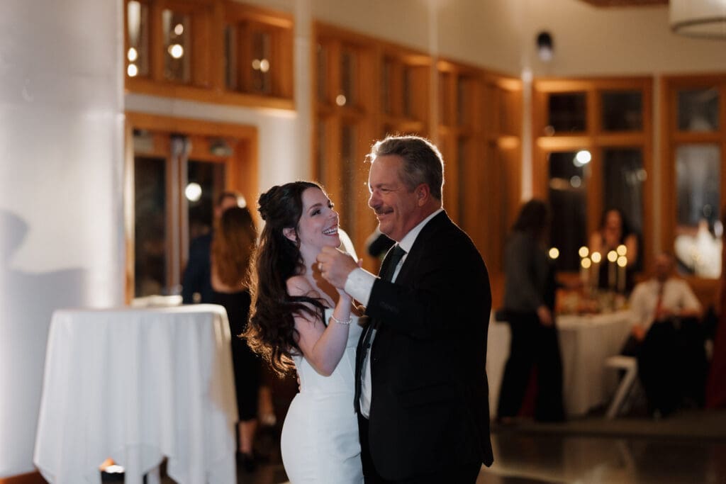 Wedding reception dance floor at Church and State Winery Victoria BC captured by wedding videography team Hayley Zumkeller