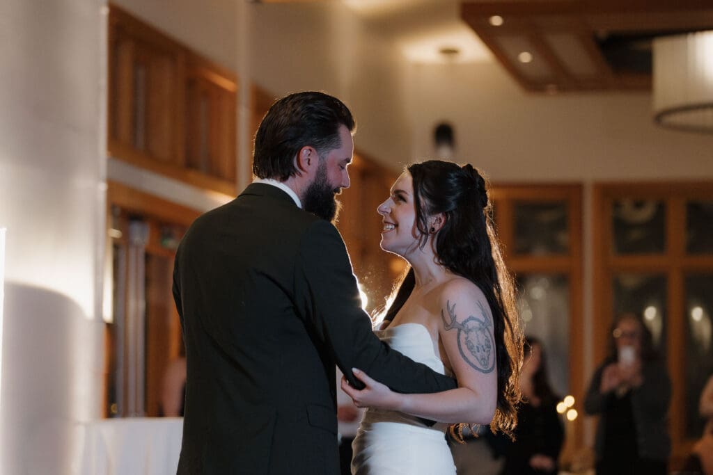 Wedding reception dance floor at Church and State Winery Victoria BC captured by wedding videography team Hayley Zumkeller