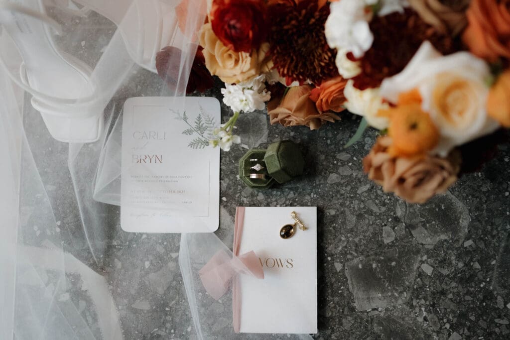 Hayley Zumkeller photography and videography team from Victoria BC capture the bridal accessories prior to the wedding ceremony at Church and State Winery on Vancouver Island. 