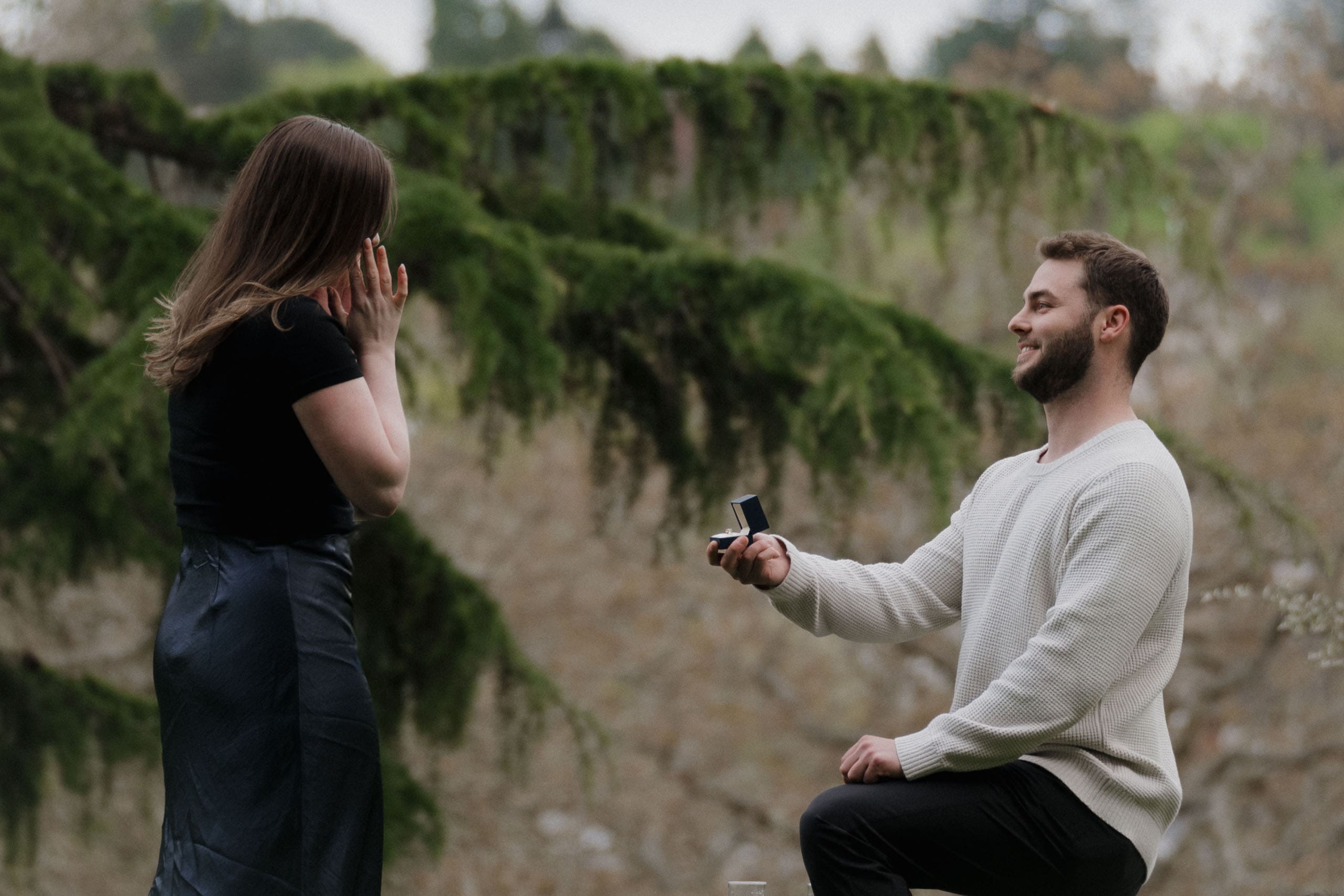 Victoria BC proposal photographer captures emotional reaction as woman sees engagement ring for the first time