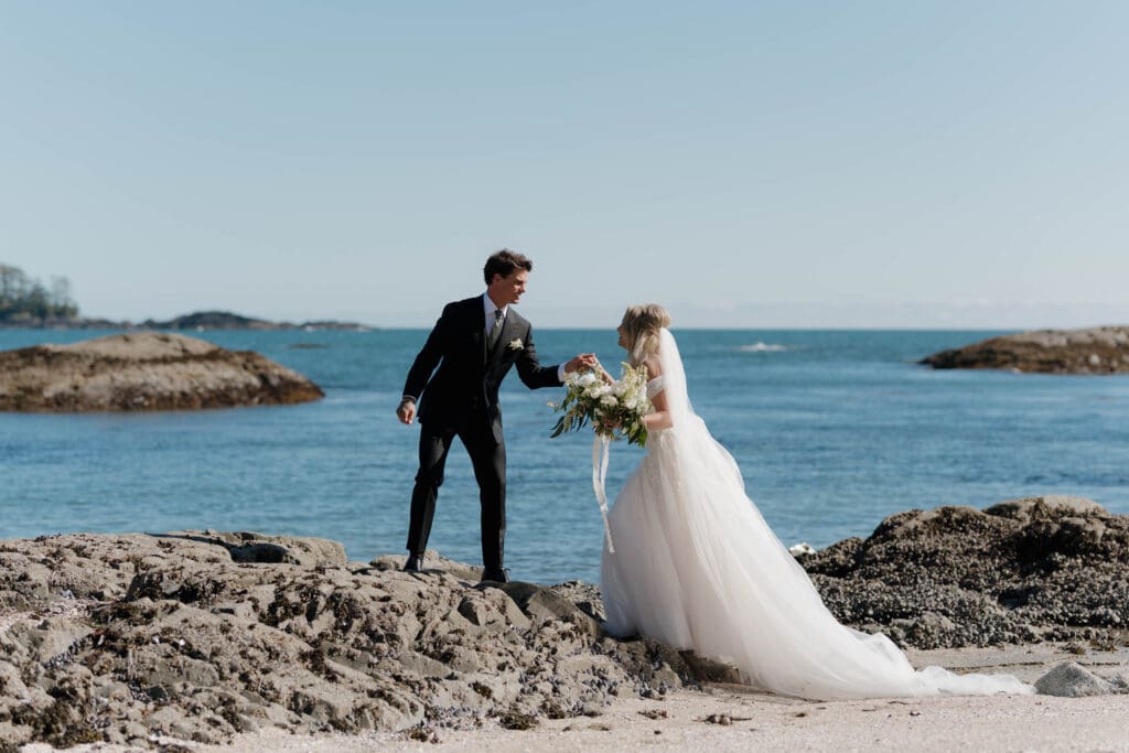 June wedding photos in Tofino BC by a Tofino wedding photographer at the Wickanninish