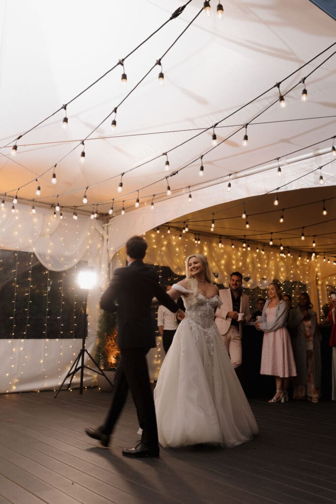 Wedding reception dancing at the Hemlock Hideaway at the Wickaninnish Inn Tofino