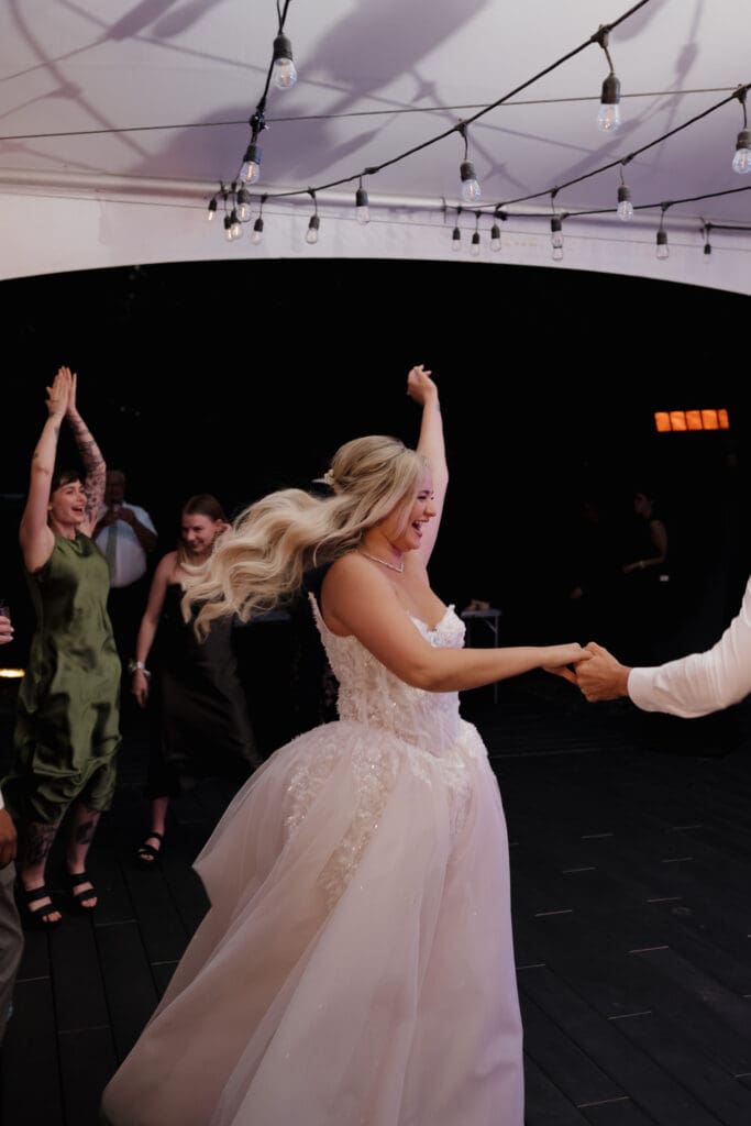 Wedding reception dancing at the Hemlock Hideaway at the Wickaninnish Inn Tofino