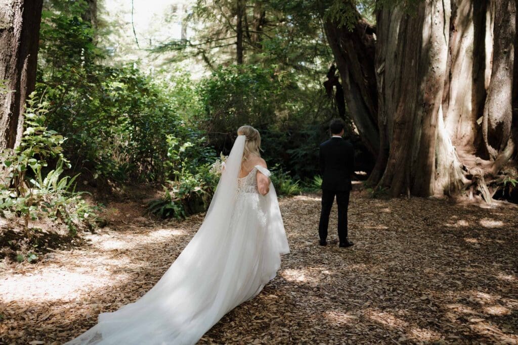 August wedding photos in Tofino BC by a Tofino wedding photographer at the Wickanninish hidden forest