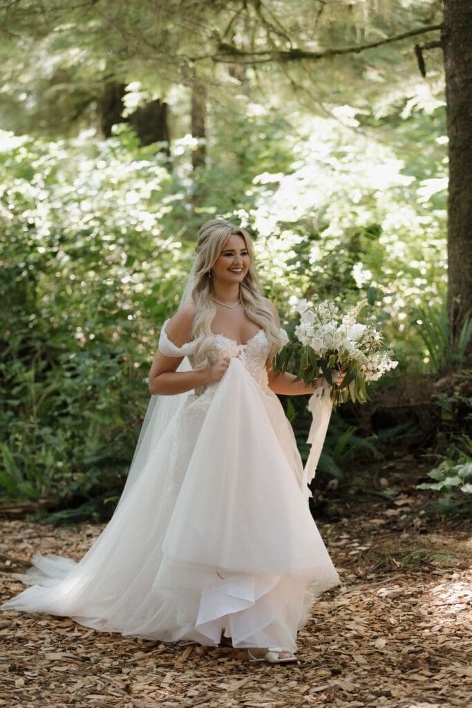 August wedding photos in Tofino BC by a Tofino wedding photographer at the Wickanninish hidden forest