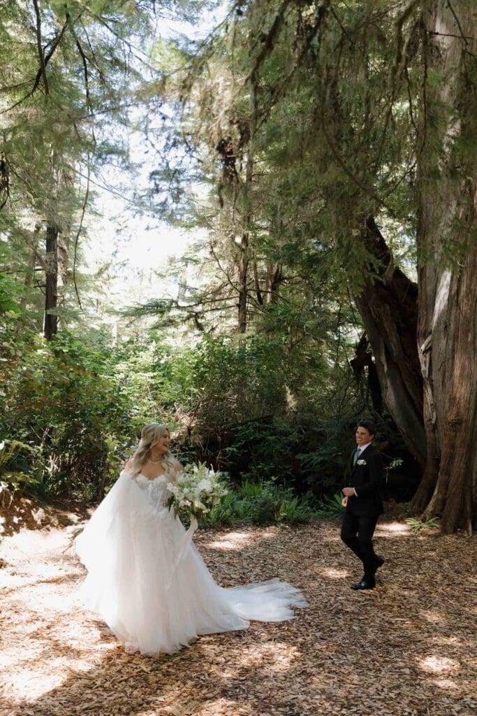 August wedding photos in Tofino BC by a Tofino wedding photographer at the Wickanninish hidden forest