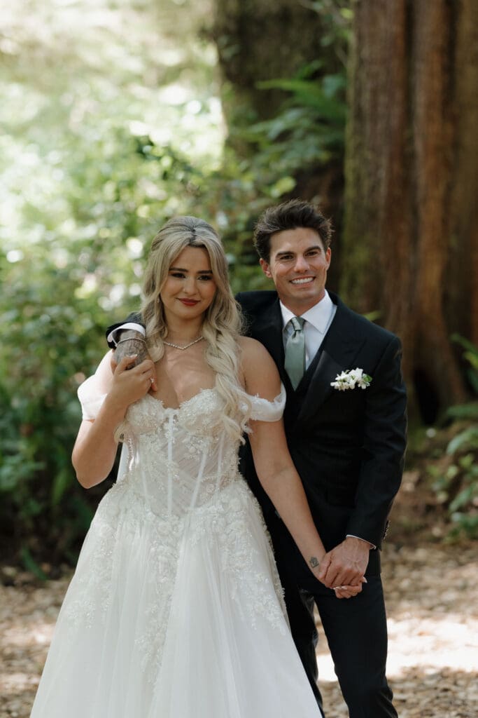 August wedding photos in Tofino BC by a Tofino wedding photographer at the Wickanninish hidden forest