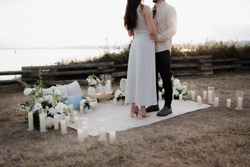 Candlelit proposal setup planned by Victoria BC proposal planner Hayley Zumkeller